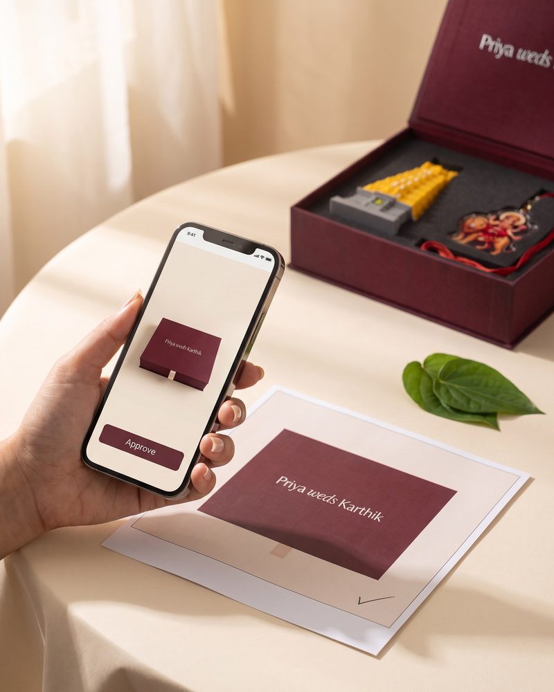 Phone showing the personalised box with an Approve button